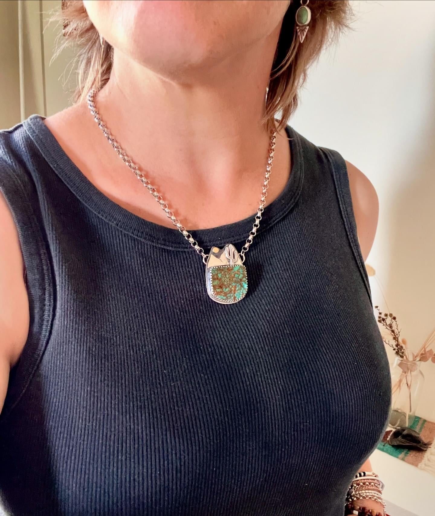 Ceremonial Kingman turquoise & sterling silver necklace