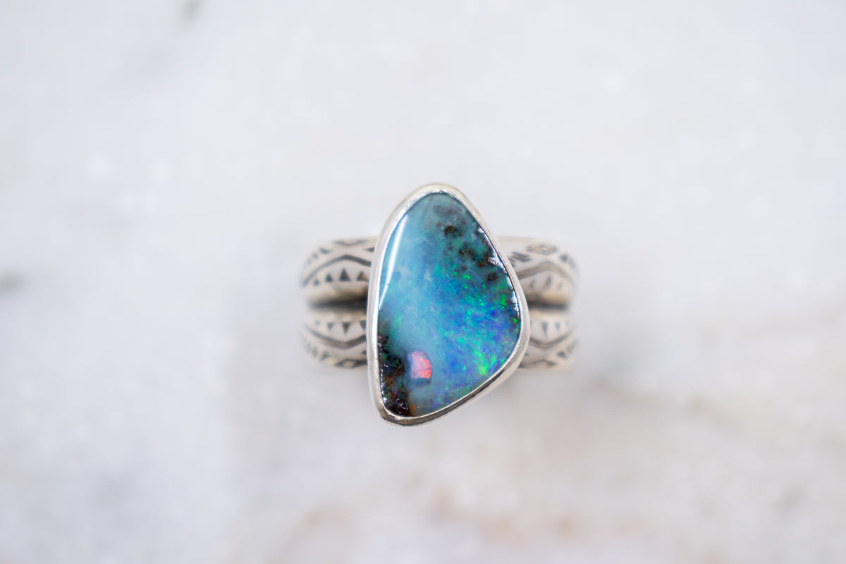 Australian Boulder Opal Ring