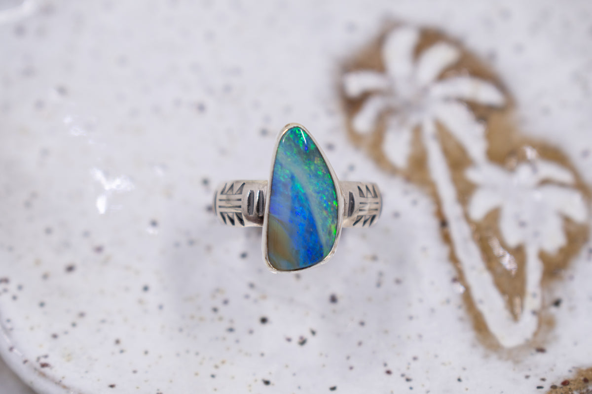 Australian Boulder Opal Ring