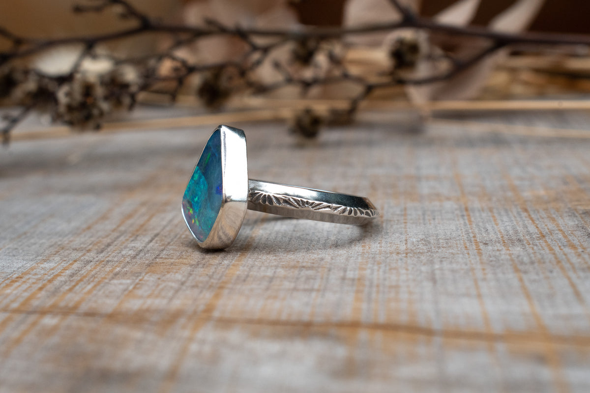Australian Boulder Opal Ring