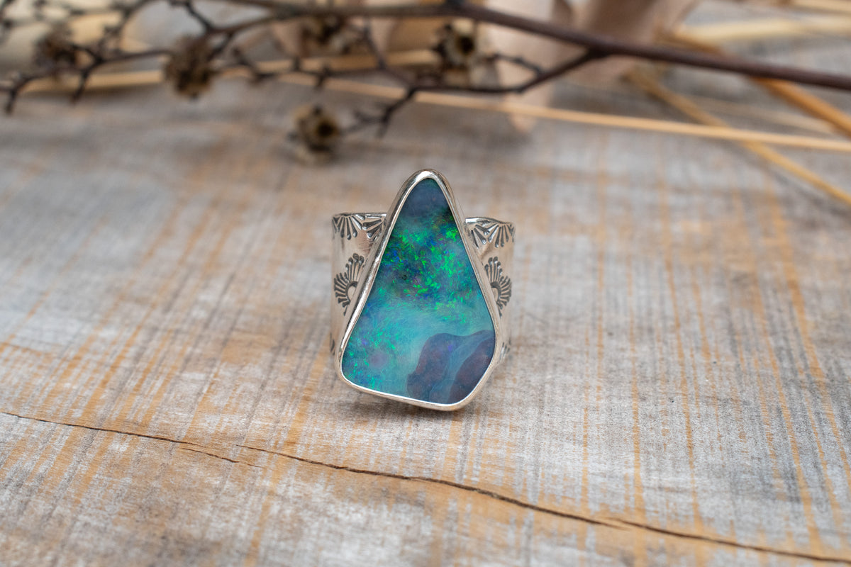 Australian Boulder Opal Ring