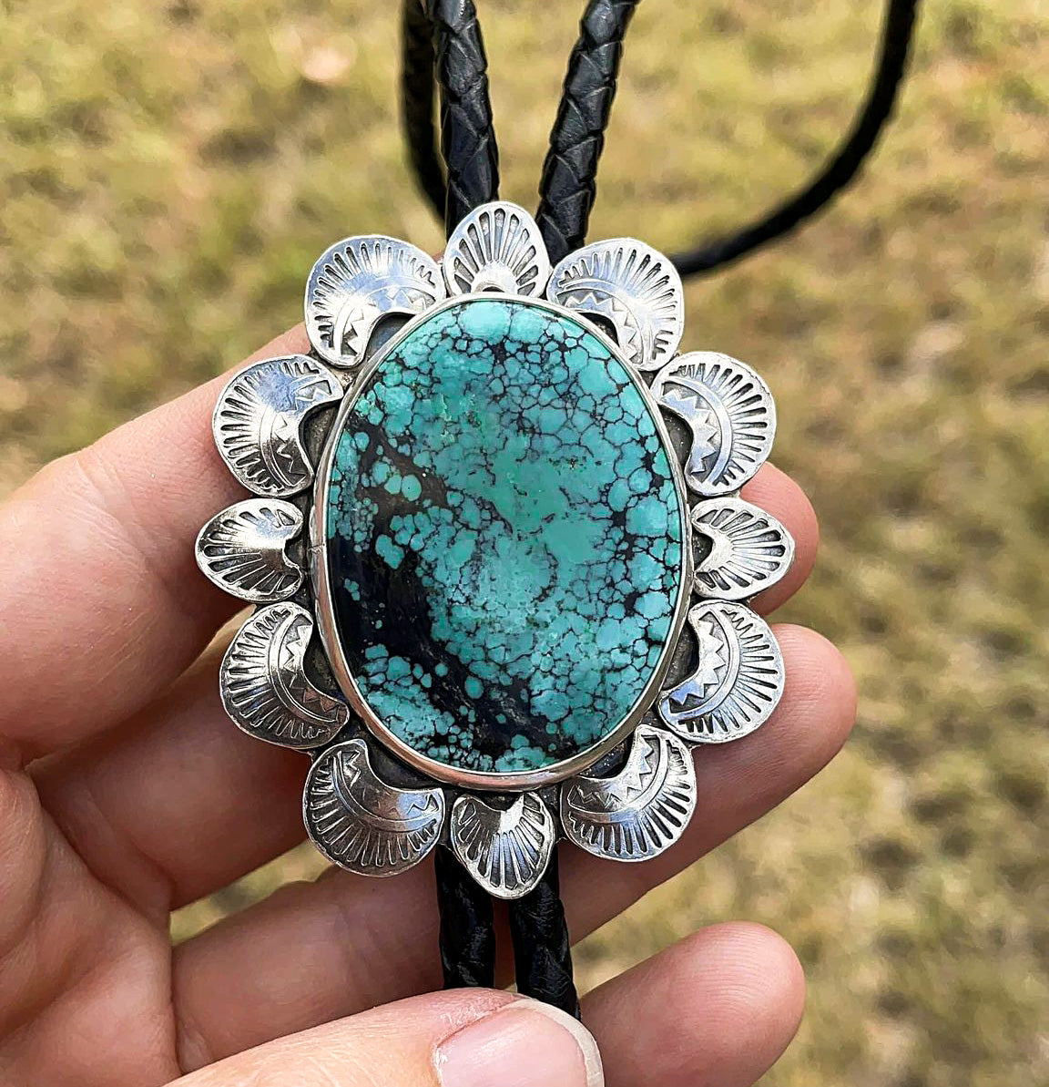 Bamboo Mountain turquoise & sterling silver bolo tie