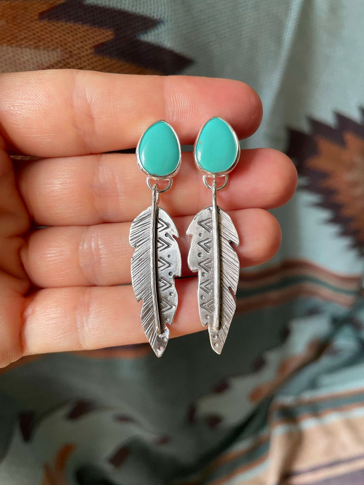 Tyrone turquoise & sterling silver Featherstone stud earrings