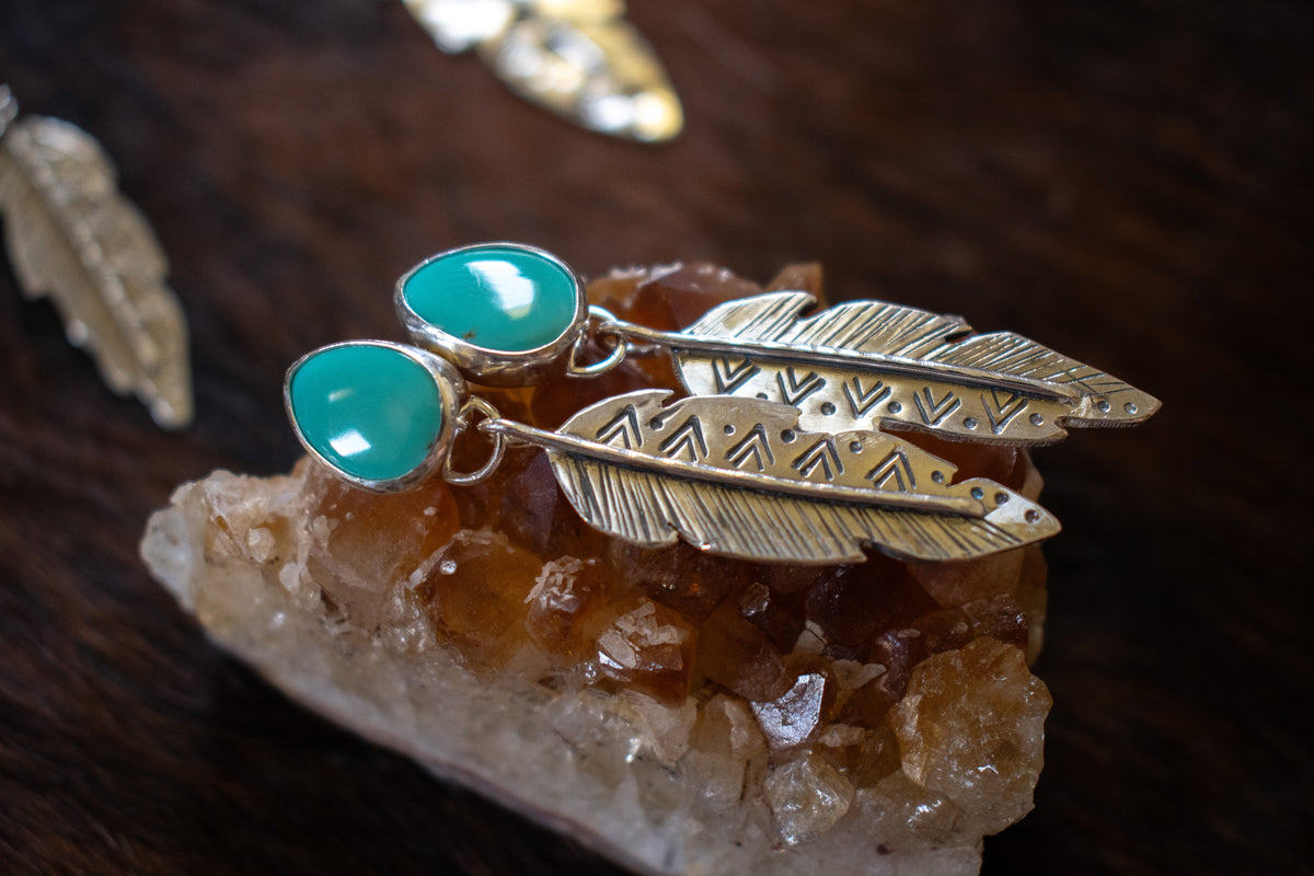 Tyrone turquoise & sterling silver Featherstone stud earrings