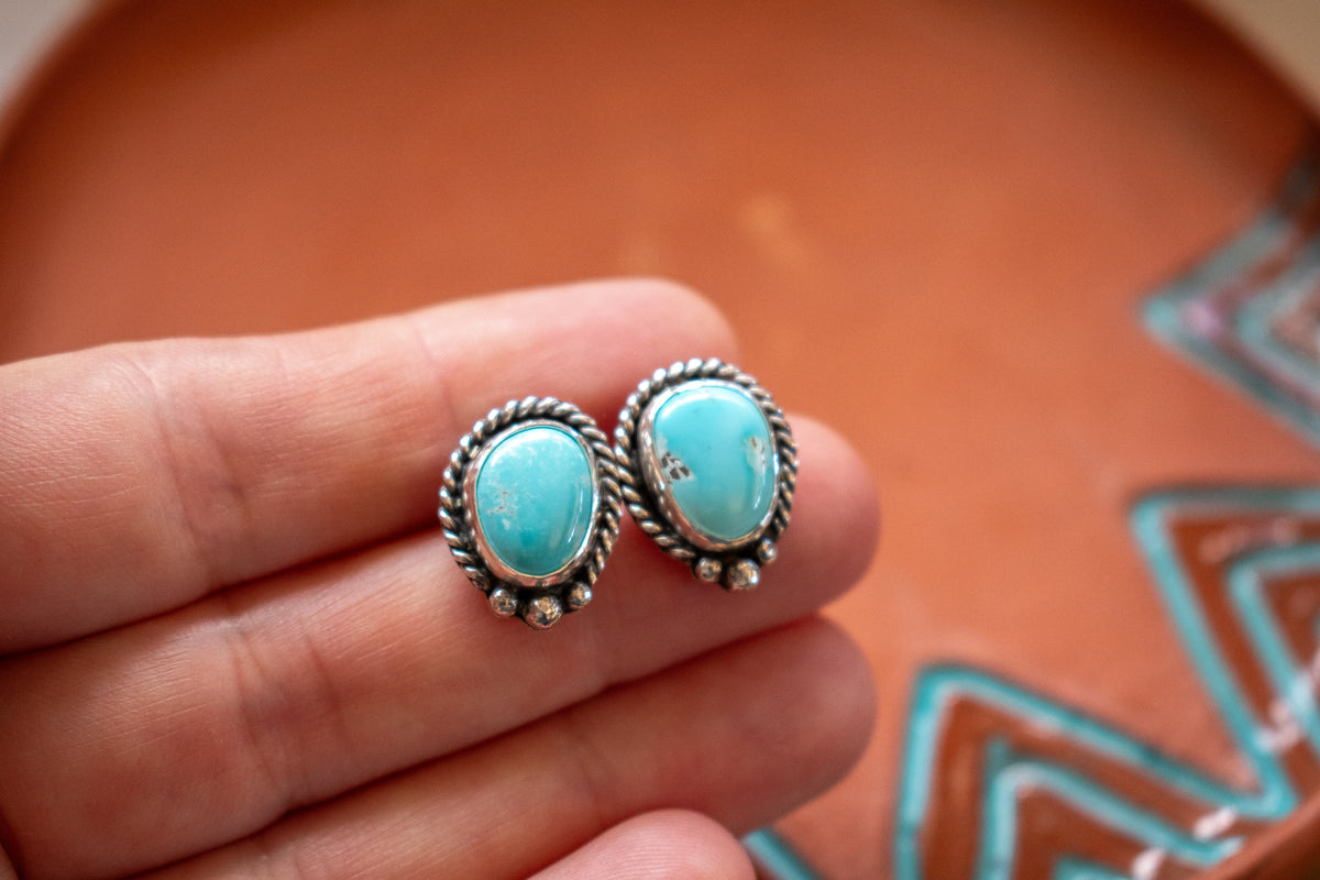 Lone Mountain turquoise stud earrings