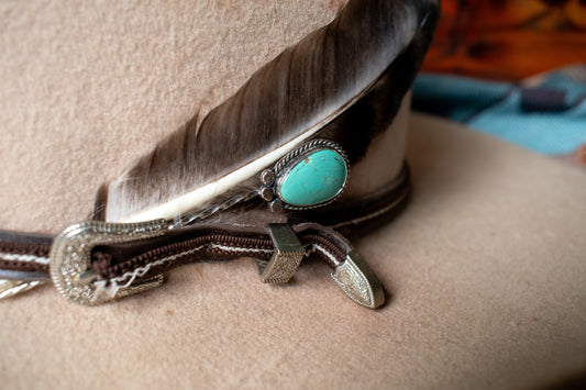 Old Stock Royston turquoise & sterling silver hat pick