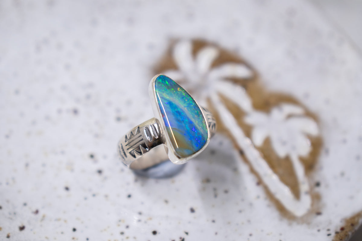 Australian Boulder Opal Ring