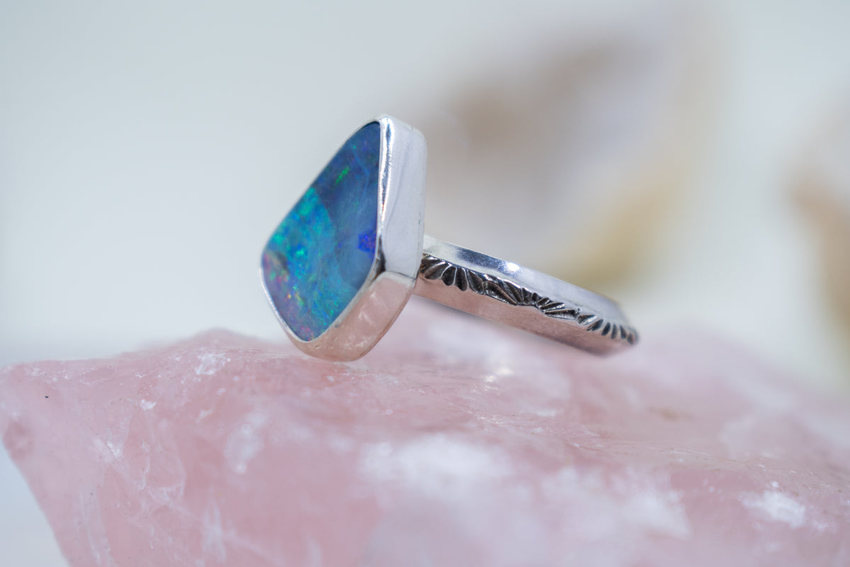 Australian Boulder Opal Ring