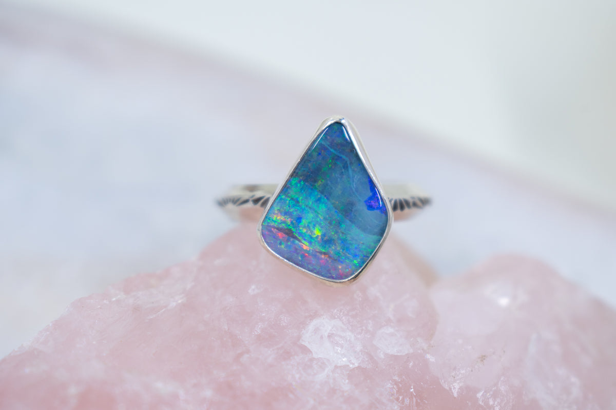Australian Boulder Opal Ring
