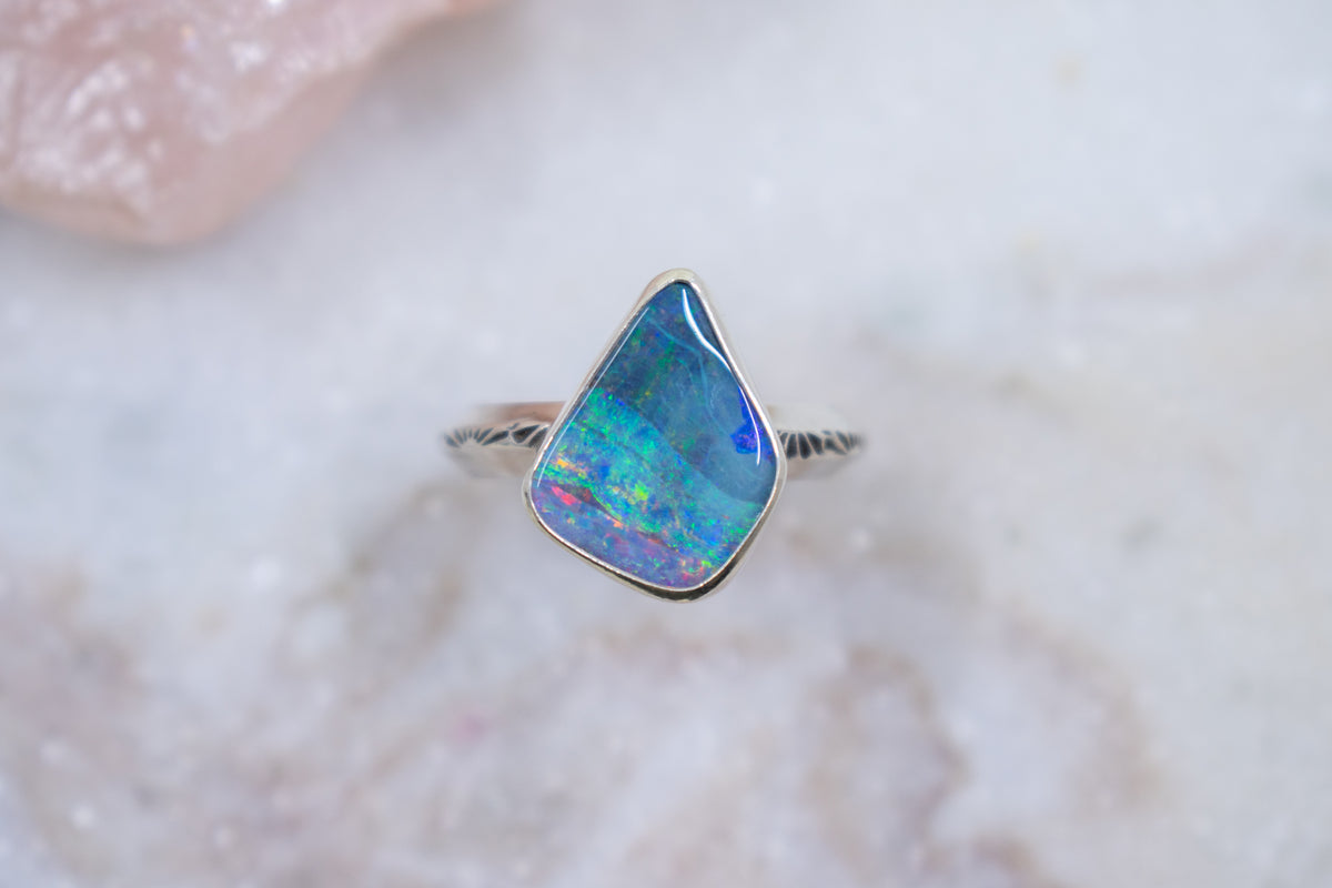 Australian Boulder Opal Ring