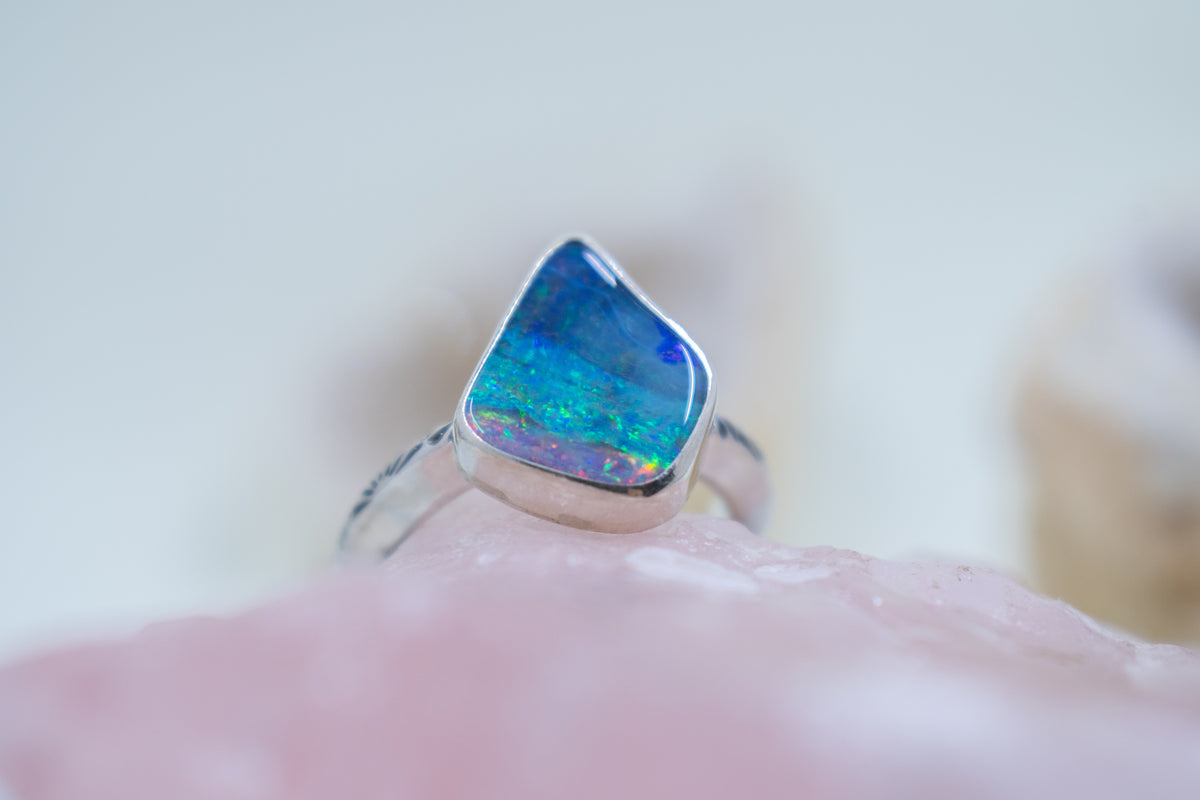 Australian Boulder Opal Ring